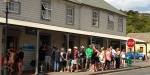 Queing for an ice cream on a hot day at Akaroa, 2013
