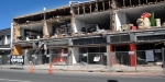 Barrow\'s Buildings, Papanui Road, Merivale, Christchurch, New Zealand,after the earthquakes. Photo taken 18 March 2011. The brick facade fell forward onto Papanui Road.