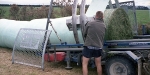 Silage wrapping machine at Dunsandel. Minolta 7s Rangefinder Camera.
