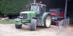 John Deere tractor and bailer at Dunsandel. Minolta 7s Rangefinder Camera.