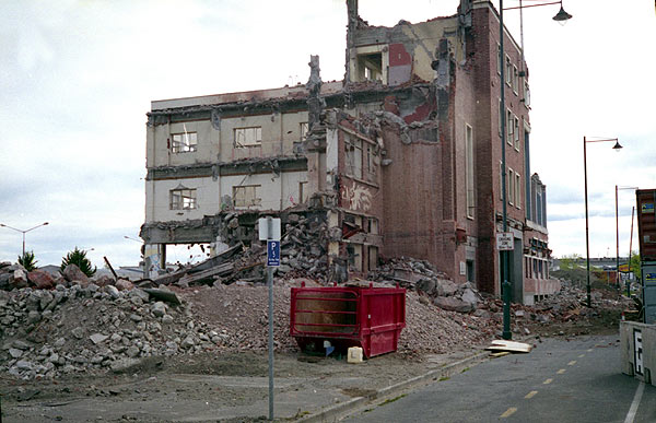 Old Christchurch Railway Station during demolition. Late November 2012.Yashica Electro 35