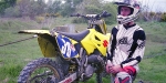 Mark and Suzuki RM 125 at Waimakariri River MotoCross tracks near Christchurch. Yashica Electro 35